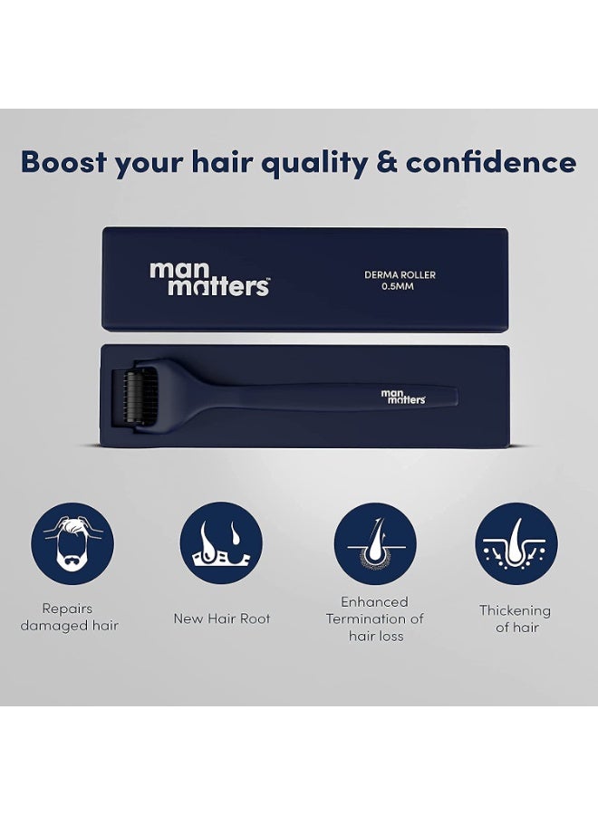 مان ماترز جهاز ديرما رولر المتطور من مان ماترز مع سائل معقم 50 مل | للشعر وفروة الرأس واللحية | مزود بـ 540 إبرة دقيقة من سبائك التيتانيوم مقاس 0.5 مم | يقلل من تساقط الشعر ويحفز بصيلات الشعر | آمن وفعال - Image 4